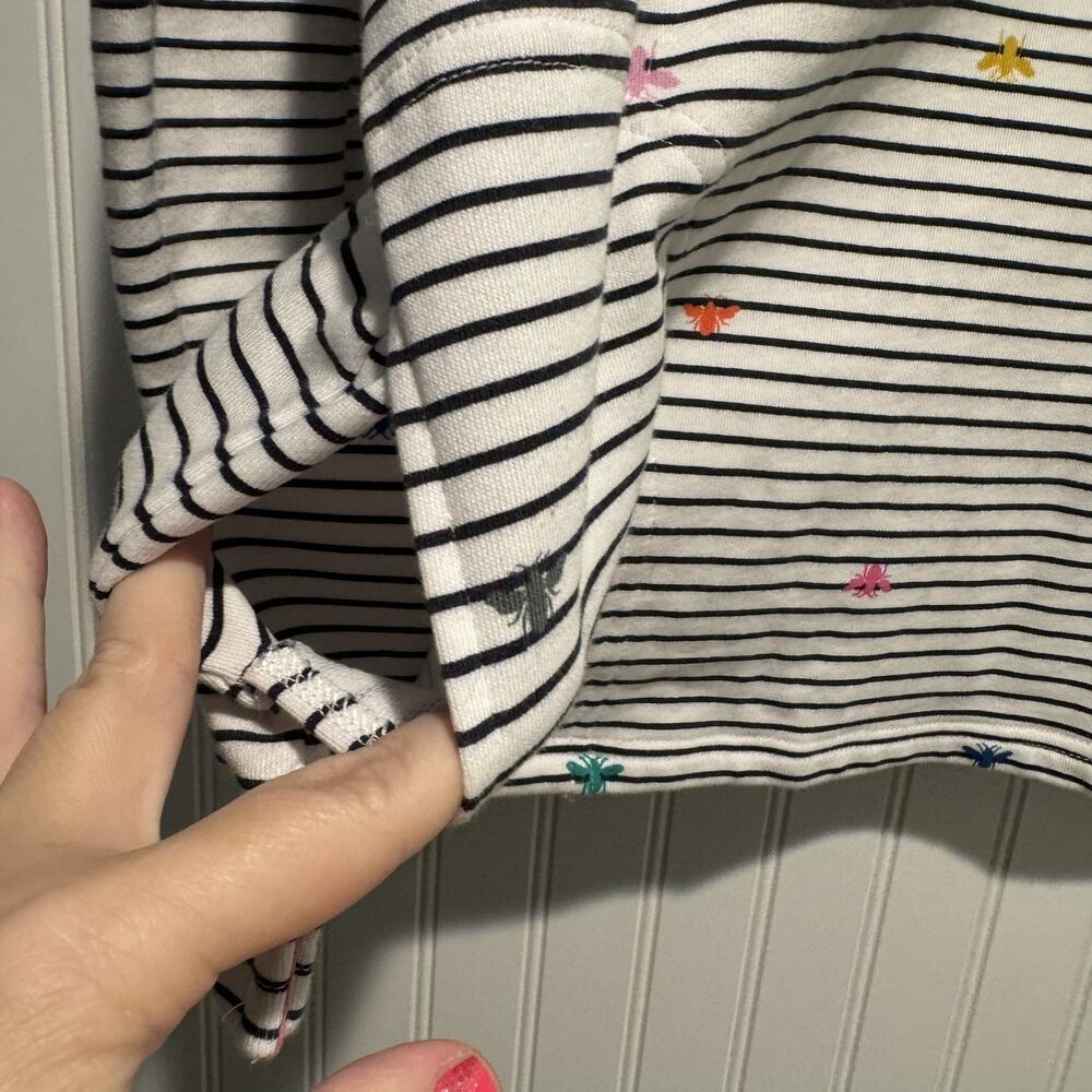 Joules Funnel Neck Sweatshirt Striped Rainbow Bee Print Size 10 - Picture 4 of 9